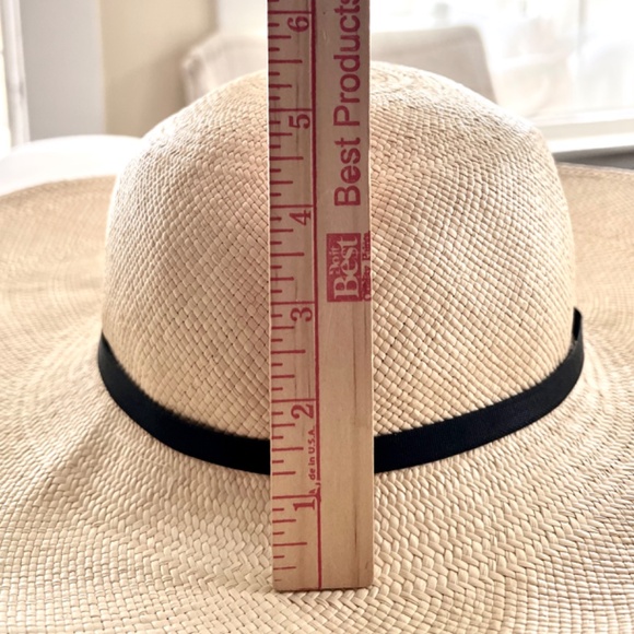CUYANA Oversized Wide Brimmed Straw Hat in Natural with Black Band - 59 main image 5